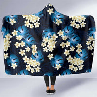 Blue Tropical Hawaii Hooded Blanket Seamless Monstera Plumeria Hawaiian Pattern LT14 One Size Blue - Polynesian Pride