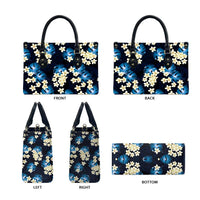 Blue Tropical Hawaii Leather Bag Seamless Monstera Plumeria Hawaiian Pattern LT14 - Polynesian Pride