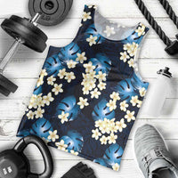 Blue Tropical Hawaii Men Tank Top Seamless Monstera Plumeria Hawaiian Pattern - Polynesian Pride