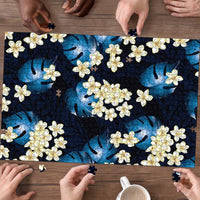 Blue Tropical Hawaii Puzzle Seamless Monstera Plumeria Hawaiian Pattern LT14 - Polynesian Pride