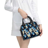 Blue Tropical Hawaii Shoulder Handbag Seamless Monstera Plumeria Hawaiian Pattern - Polynesian Pride