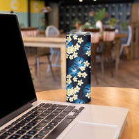 Blue Tropical Hawaii Skinny Tumbler Seamless Monstera Plumeria Hawaiian Pattern LT14 - Polynesian Pride