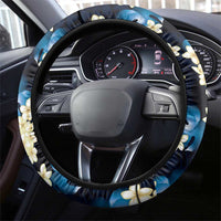 Blue Tropical Hawaii Steering Wheel Cover Seamless Monstera Plumeria Hawaiian Pattern - Polynesian Pride