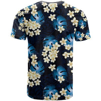 Blue Tropical Hawaii T Shirt Seamless Monstera Plumeria Hawaiian Pattern - Polynesian Pride