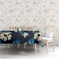 Blue Tropical Hawaii Tablecloth Seamless Monstera Plumeria Hawaiian Pattern - Polynesian Pride