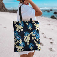 Blue Tropical Hawaii Tote Bag Seamless Monstera Plumeria Hawaiian Pattern LT14 - Polynesian Pride