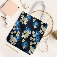 Blue Tropical Hawaii Tote Bag Seamless Monstera Plumeria Hawaiian Pattern LT14 White Strap One Size Blue - Polynesian Pride