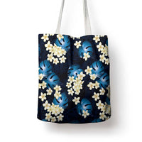 Blue Tropical Hawaii Tote Bag Seamless Monstera Plumeria Hawaiian Pattern LT14 - Polynesian Pride
