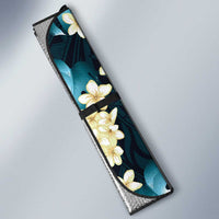 Dark Cyan Tropical Hawaii Auto Sun Shade Seamless Monstera Plumeria Hawaiian Pattern LT14 - Polynesian Pride