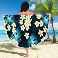 Dark Cyan Tropical Hawaii Beach Blanket Seamless Monstera Plumeria Hawaiian Pattern - Polynesian Pride