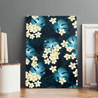 Dark Cyan Tropical Hawaii Canvas Wall Art Seamless Monstera Plumeria Hawaiian Pattern - Polynesian Pride