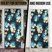 Dark Cyan Tropical Hawaii Door Cover Seamless Monstera Plumeria Hawaiian Pattern LT14 - Polynesian Pride