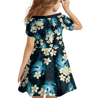 Dark Cyan Tropical Hawaii Family Matching Long Sleeve Bodycon Dress and Hawaiian Shirt Seamless Monstera Plumeria Hawaiian Pattern - Polynesian Pride