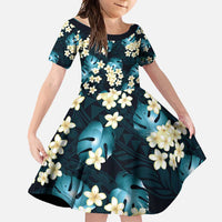 Dark Cyan Tropical Hawaii Family Matching Mermaid Dress and Hawaiian Shirt Seamless Monstera Plumeria Hawaiian Pattern - Polynesian Pride