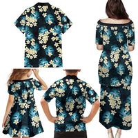 Dark Cyan Tropical Hawaii Family Matching Puletasi and Hawaiian Shirt Seamless Monstera Plumeria Hawaiian Pattern - Polynesian Pride