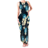 Dark Cyan Tropical Hawaii Family Matching Tank Maxi Dress and Hawaiian Shirt Seamless Monstera Plumeria Hawaiian Pattern - Polynesian Pride