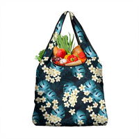 Dark Cyan Tropical Hawaii Grocery Bag Seamless Monstera Plumeria Hawaiian Pattern LT14 1-pack One Size Dark Cyan - Polynesian Pride