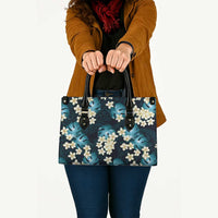 Dark Cyan Tropical Hawaii Leather Bag Seamless Monstera Plumeria Hawaiian Pattern LT14 - Polynesian Pride