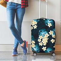 Dark Cyan Tropical Hawaii Luggage Cover Seamless Monstera Plumeria Hawaiian Pattern LT14 - Polynesian Pride