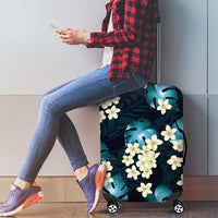Dark Cyan Tropical Hawaii Luggage Cover Seamless Monstera Plumeria Hawaiian Pattern LT14 - Polynesian Pride
