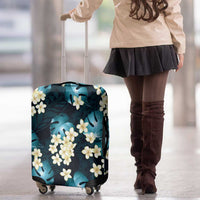 Dark Cyan Tropical Hawaii Luggage Cover Seamless Monstera Plumeria Hawaiian Pattern LT14 - Polynesian Pride