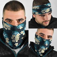 Dark Cyan Tropical Hawaii Neck Gaiter Seamless Monstera Plumeria Hawaiian Pattern - Polynesian Pride