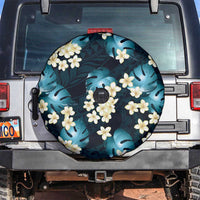 Dark Cyan Tropical Hawaii Spare Tire Cover Seamless Monstera Plumeria Hawaiian Pattern - Polynesian Pride