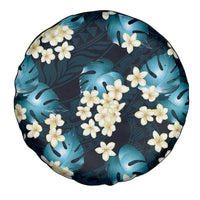 Dark Cyan Tropical Hawaii Spare Tire Cover Seamless Monstera Plumeria Hawaiian Pattern - Polynesian Pride