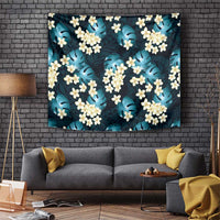 Dark Cyan Tropical Hawaii Tapestry Seamless Monstera Plumeria Hawaiian Pattern LT14 Dark Cyan - Polynesian Pride