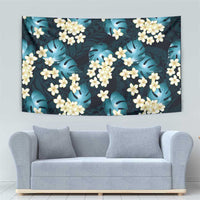 Dark Cyan Tropical Hawaii Tapestry Seamless Monstera Plumeria Hawaiian Pattern LT14 - Polynesian Pride