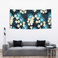 Dark Cyan Tropical Hawaii Tapestry Seamless Monstera Plumeria Hawaiian Pattern LT14 - Polynesian Pride