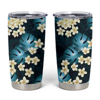 Dark Cyan Tropical Hawaii Tumbler Cup Seamless Monstera Plumeria Hawaiian Pattern LT14 Dark Cyan - Polynesian Pride