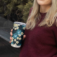 Dark Cyan Tropical Hawaii Tumbler Cup Seamless Monstera Plumeria Hawaiian Pattern LT14 - Polynesian Pride