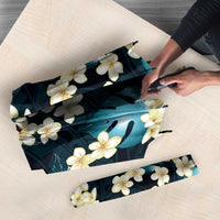 Dark Cyan Tropical Hawaii Umbrella Seamless Monstera Plumeria Hawaiian Pattern LT14 - Polynesian Pride