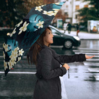 Dark Cyan Tropical Hawaii Umbrella Seamless Monstera Plumeria Hawaiian Pattern LT14 - Polynesian Pride
