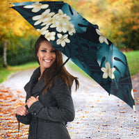 Dark Cyan Tropical Hawaii Umbrella Seamless Monstera Plumeria Hawaiian Pattern LT14 - Polynesian Pride