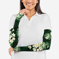 Green Tropical Hawaii Arm Sleeves Seamless Monstera Plumeria Hawaiian Pattern - Polynesian Pride