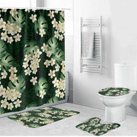 Green Tropical Hawaii Bathroom Set Seamless Monstera Plumeria Hawaiian Pattern LT14 Bathroom Set (4 pcs) Green - Polynesian Pride