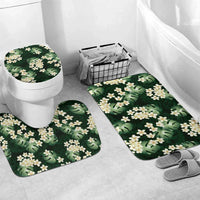 Green Tropical Hawaii Bathroom Set Seamless Monstera Plumeria Hawaiian Pattern LT14 Mat Set Only (3 pcs) One Size Green - Polynesian Pride