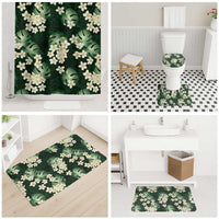 Green Tropical Hawaii Bathroom Set Seamless Monstera Plumeria Hawaiian Pattern LT14 - Polynesian Pride