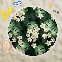 Green Tropical Hawaii Beach Blanket Seamless Monstera Plumeria Hawaiian Pattern - Polynesian Pride