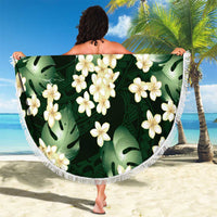 Green Tropical Hawaii Beach Blanket Seamless Monstera Plumeria Hawaiian Pattern - Polynesian Pride