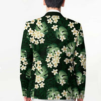 Green Tropical Hawaii Blazer Seamless Monstera Plumeria Hawaiian Pattern - Polynesian Pride