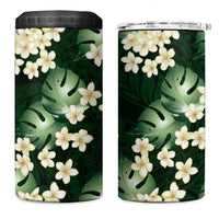 Green Tropical Hawaii 4 in 1 Can Cooler Tumbler Seamless Monstera Plumeria Hawaiian Pattern LT14 One Size: 16 oz Green - Polynesian Pride