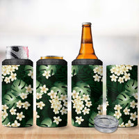 Green Tropical Hawaii 4 in 1 Can Cooler Tumbler Seamless Monstera Plumeria Hawaiian Pattern LT14 - Polynesian Pride