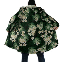 Green Tropical Hawaii Cloak Seamless Monstera Plumeria Hawaiian Pattern LT14 - Polynesian Pride