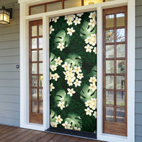 Green Tropical Hawaii Door Cover Seamless Monstera Plumeria Hawaiian Pattern LT14 - Polynesian Pride