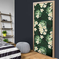 Green Tropical Hawaii Door Cover Seamless Monstera Plumeria Hawaiian Pattern LT14 - Polynesian Pride