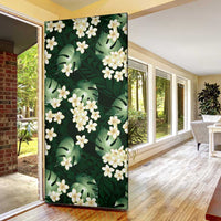 Green Tropical Hawaii Door Cover Seamless Monstera Plumeria Hawaiian Pattern LT14 - Polynesian Pride