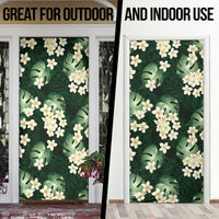Green Tropical Hawaii Door Cover Seamless Monstera Plumeria Hawaiian Pattern LT14 - Polynesian Pride